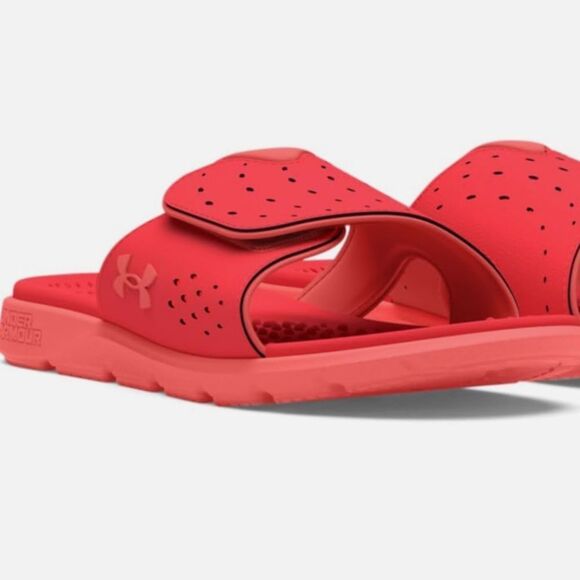 Under Armour Red Slide Sandals with Textured Footbed - Picture 4 of 6